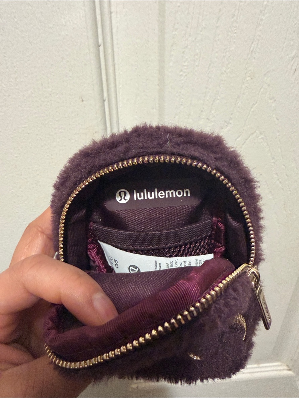 Plush Mini Backpack Coin Purse in Dark Brown - Picture 2 of 2